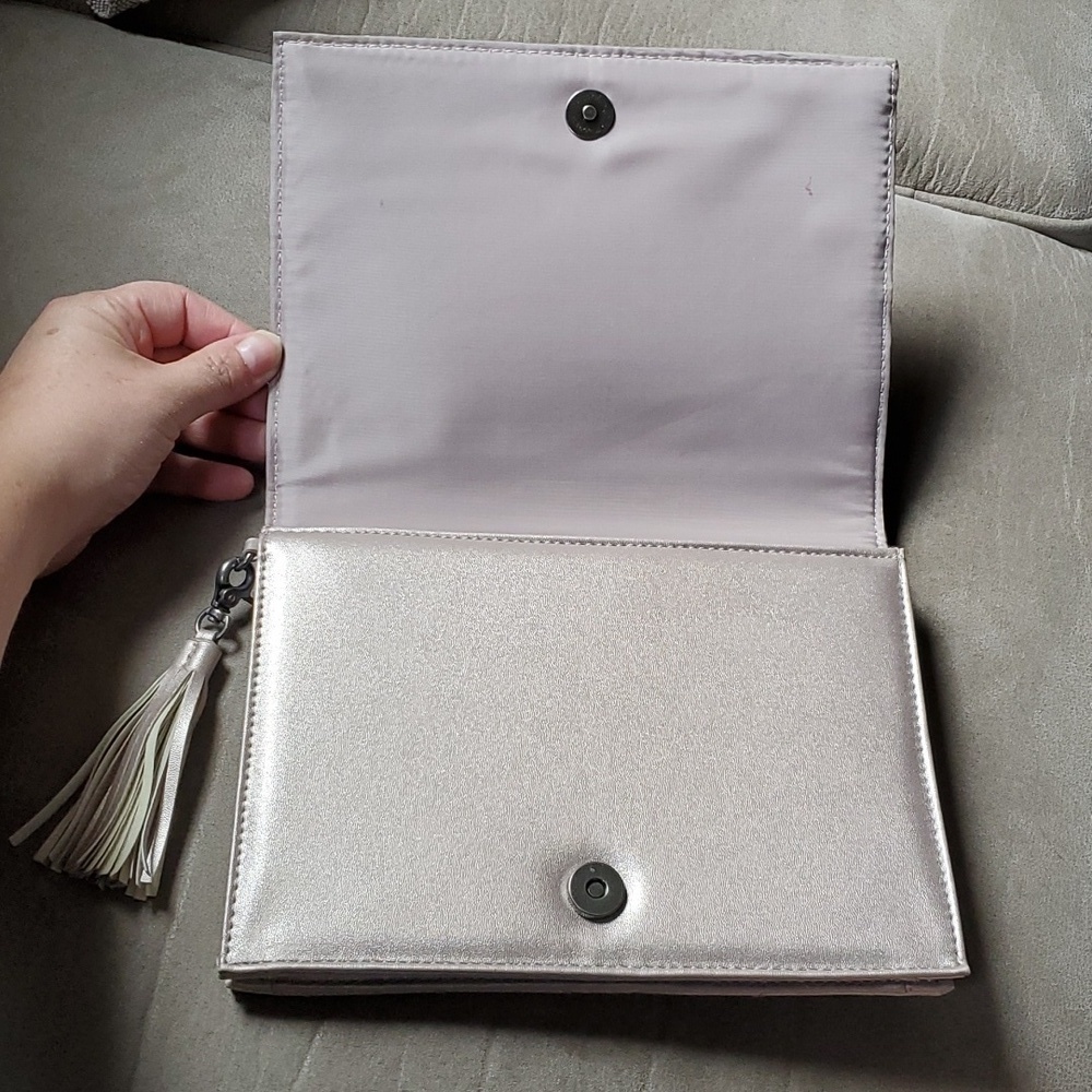 Neiman Marcus Faux Leather Metallic Clutch - Picture 3 of 5